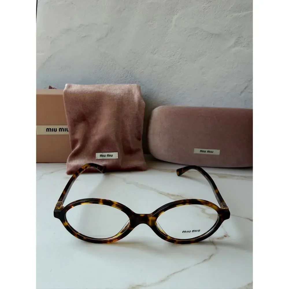 NEW Miu Miu MU01XV Regard Oval Havana Eyeglasses Frames
